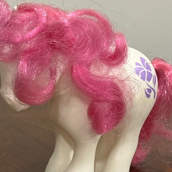Vintage My Little Pony G1 1982 Hasbro White Pony Pink Hair lavender w/Brush! - Picture 4 of 9